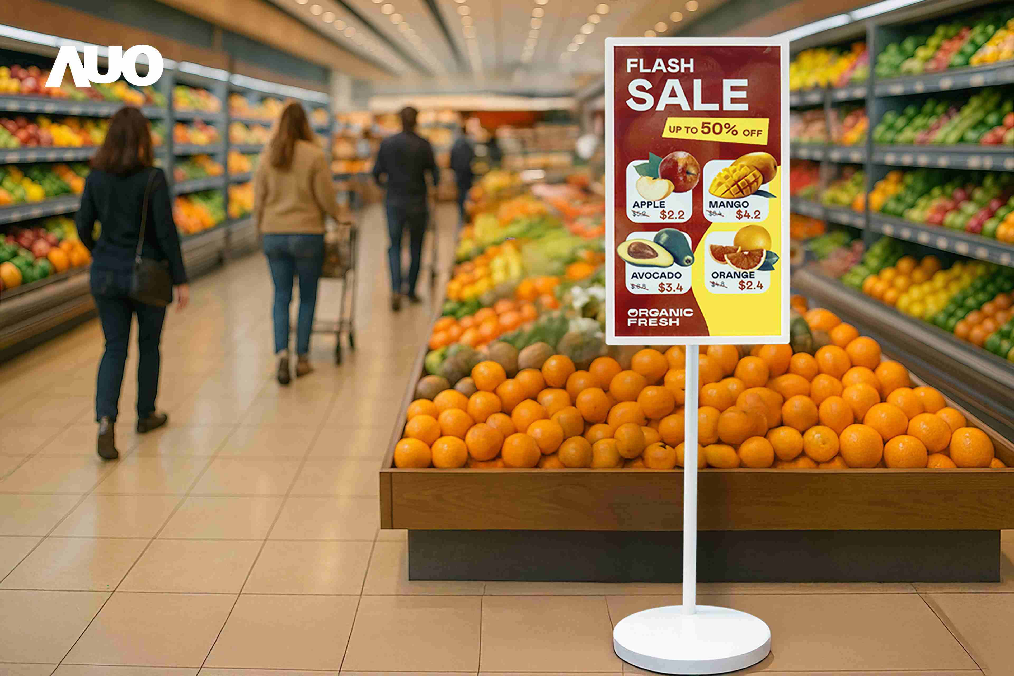 达擎首亮相低功耗、、全彩的〝aecoPost电子纸解决方案〞，，，仅在更新画面时需要微量的电力驱动，，，，无需布建电线的便捷设计，，使其可灵活应用、、、、随意置放，，，，并可透过云端或行动装置app，，，，轻松管理及排程广告内容，，，晋升店头营销利器。。